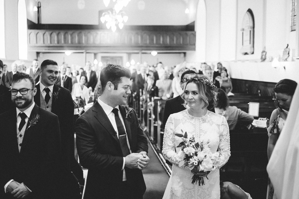 Bride and groom see each other for the first time 