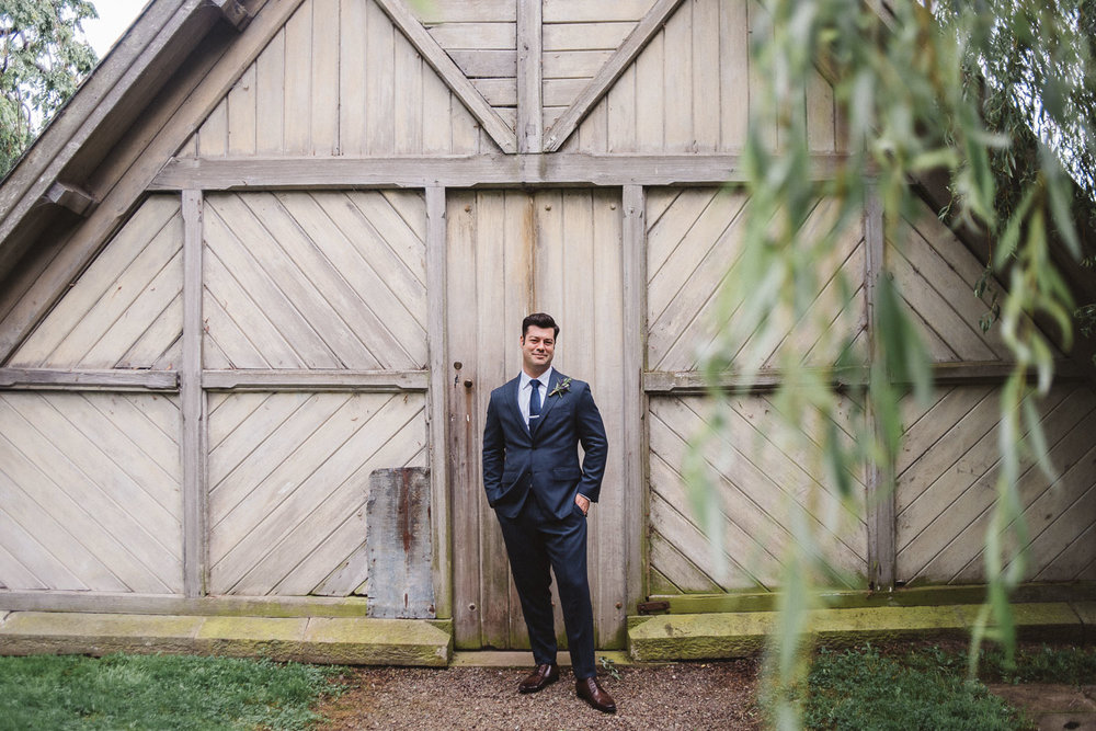 Groom at the boat house Castle Leslie Wedding.