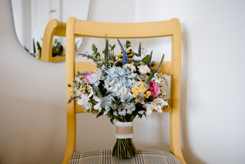 close up of brides flower 