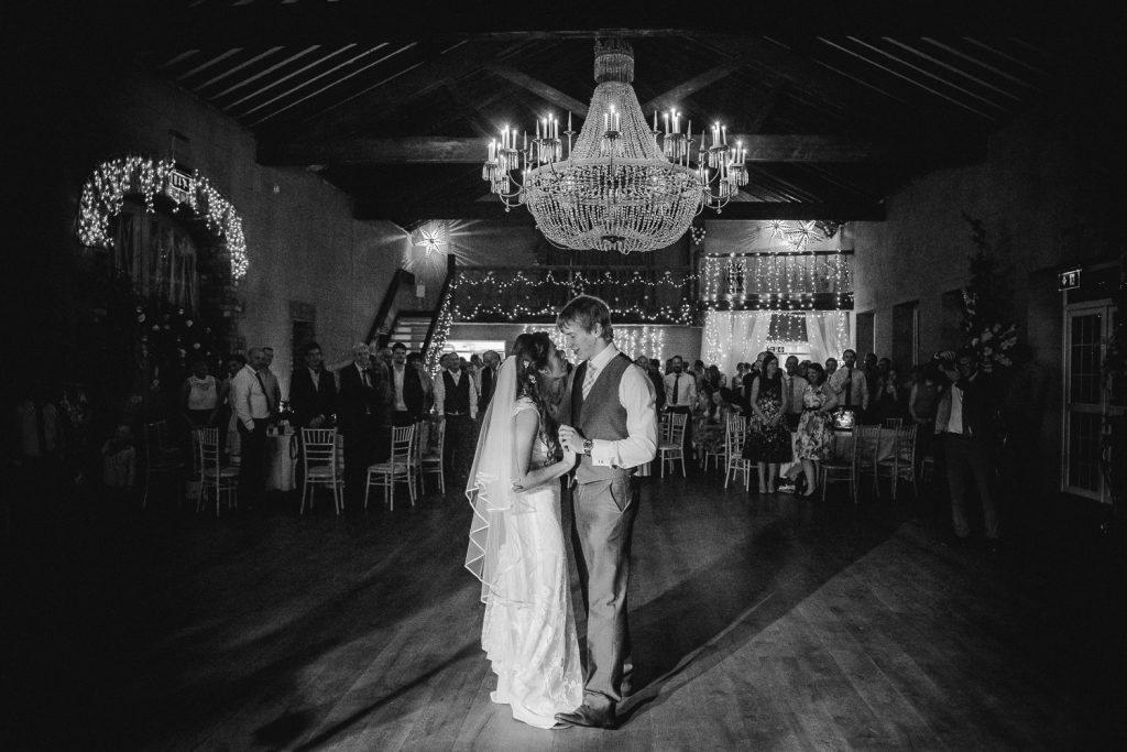 bride and groom have first dance at grace hall