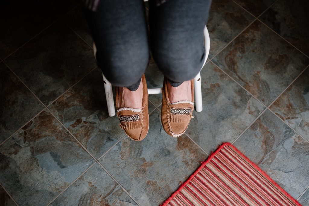 close up of brides slippers