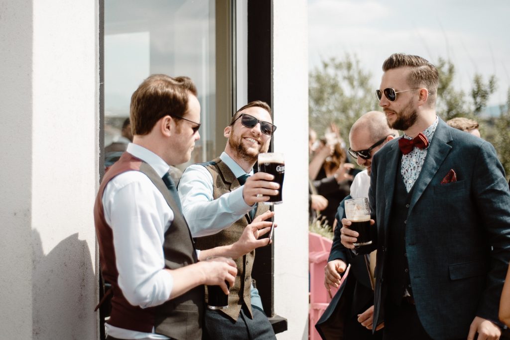 wedding guests drinking