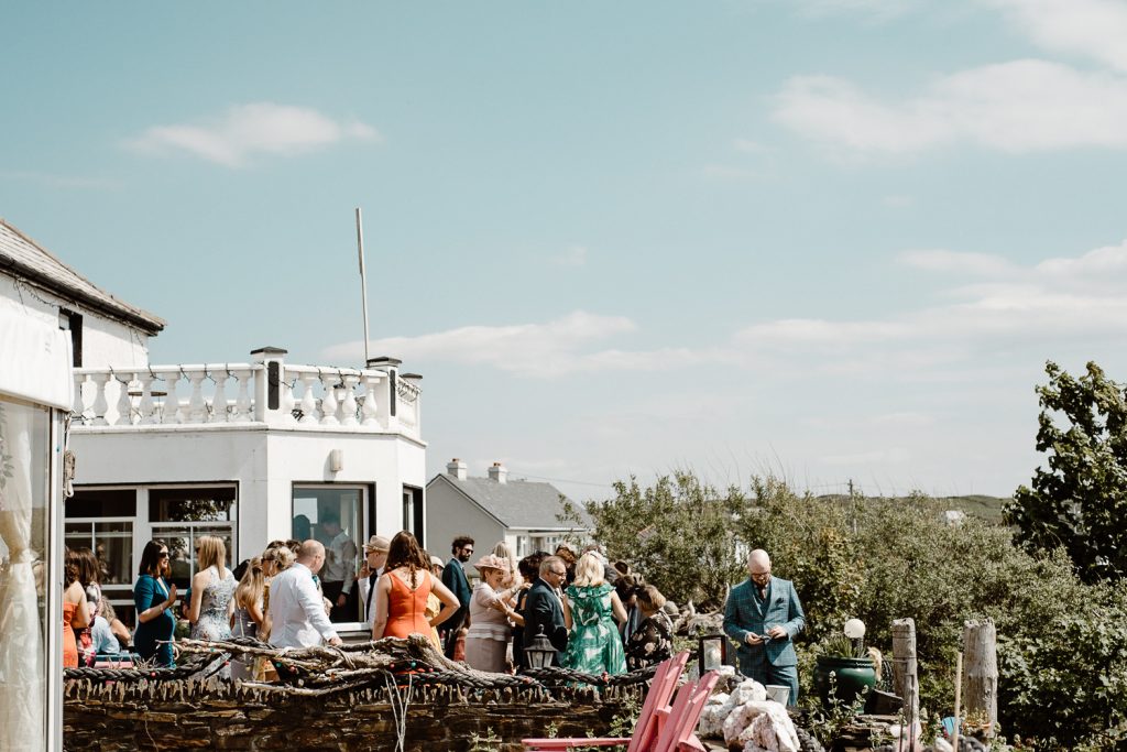 wedding guests at dawros bay house 