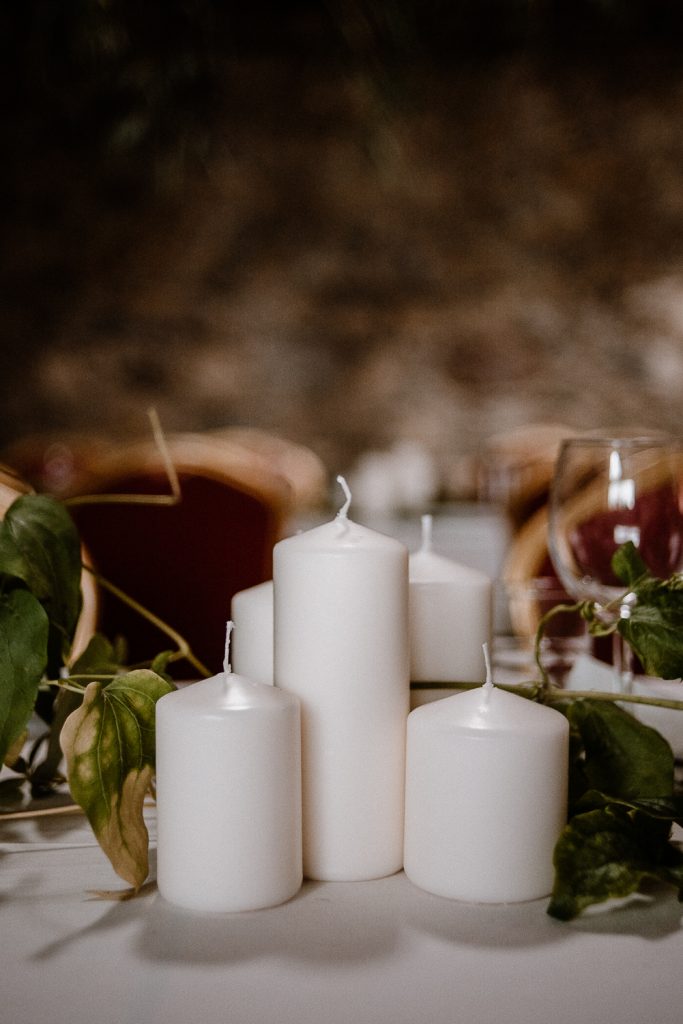 white pillar candles