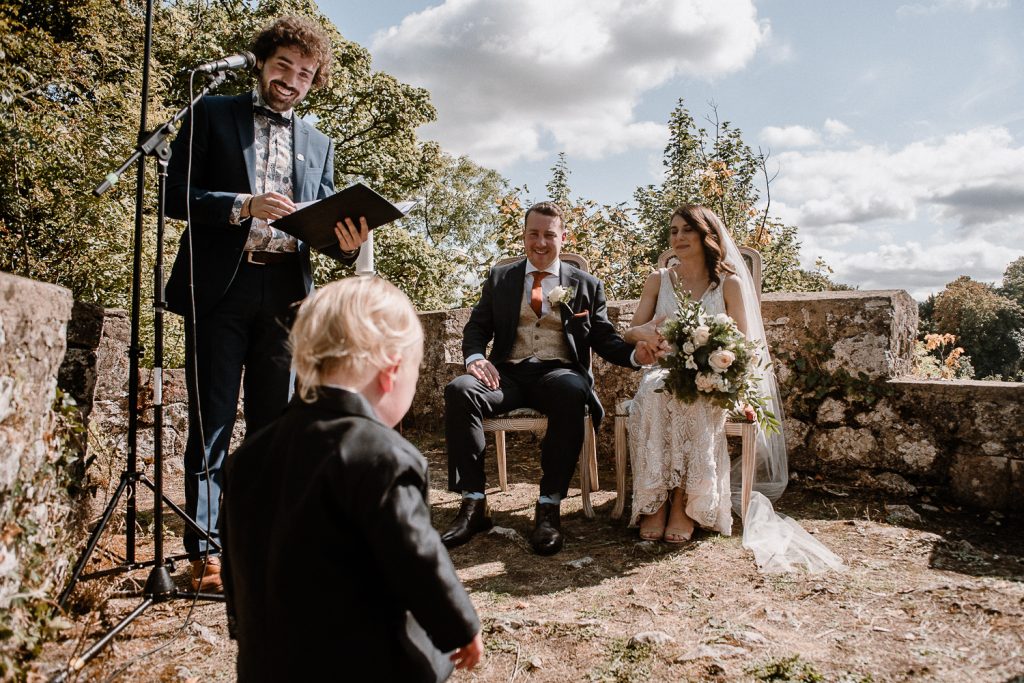 Bride and grooms son cried to sit with them