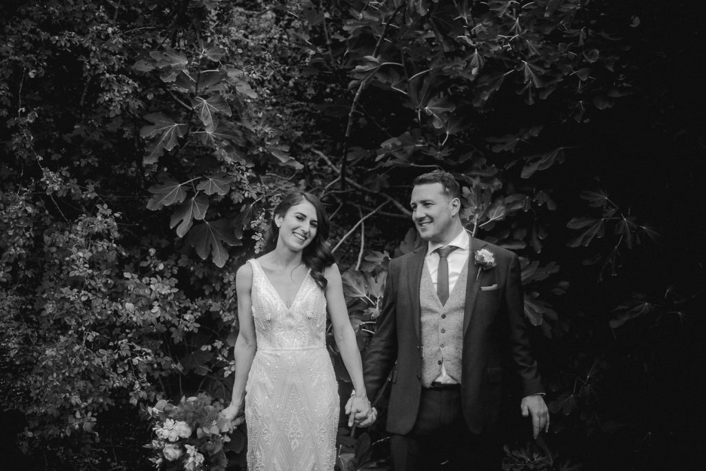bride and groom looking at each other